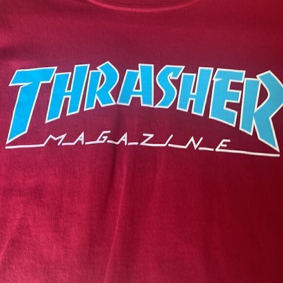 EUC Thrasher tee brick red with light blue logo size M - Picture 2 of 4